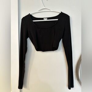 Black Garage cropped long sleeve top size Small